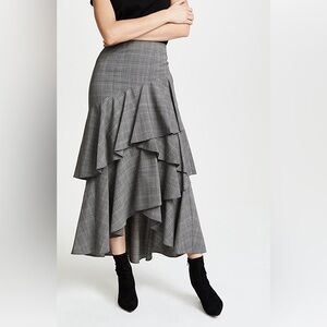 Alice + Olivia Ruffle Wool Gray Skirt